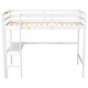 preview thumbnail 29 of 86, Elegant Loft Wood Bed with built-in desk,Ladder