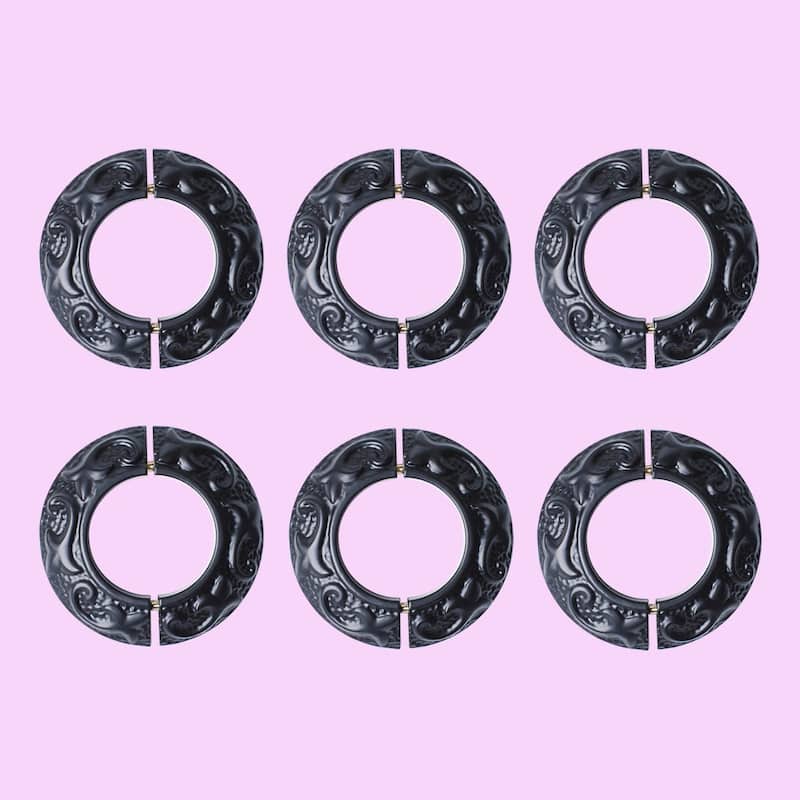 Black Aluminum Radiator Flanges Escutcheon Ring Plate 1.6" ID 3 1/4" OD IPS Rust Resistant (Set of 6)