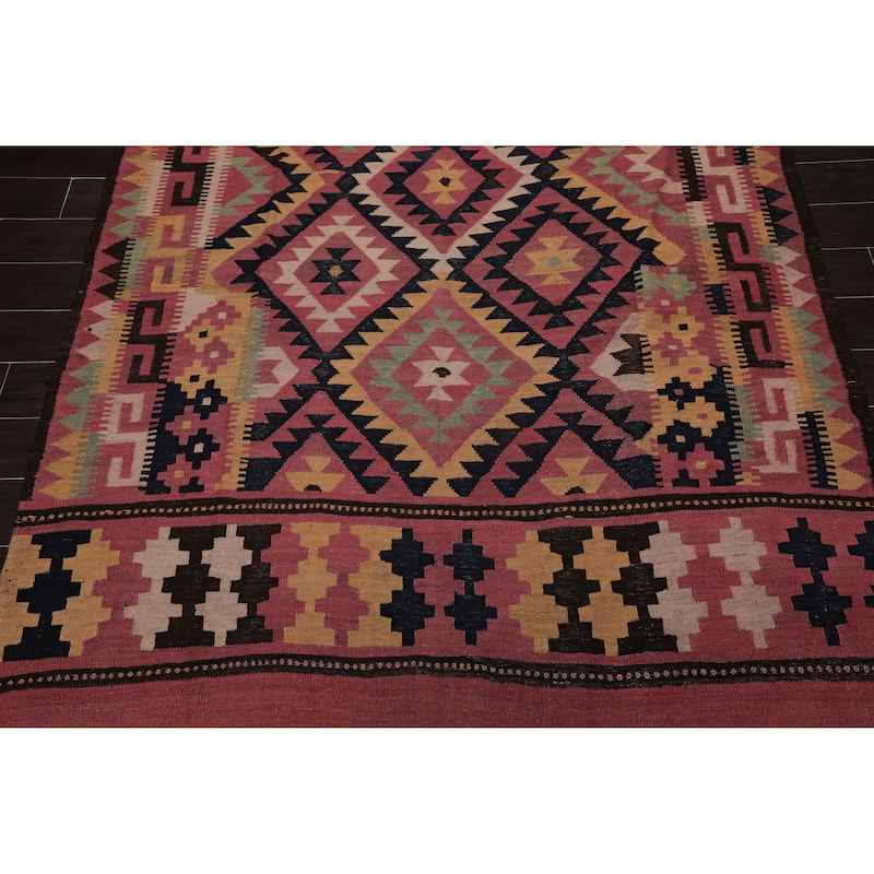 Hand Knotted Southwestern Turkish Kilim Rose,Chocolate Persian Oriental Area Rug Wool Traditional Oriental Area Rug (Palace)