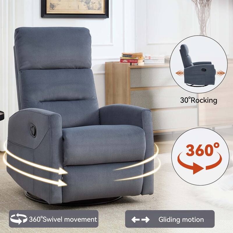 Manual Recliner Chair with Rocker and Swivel for Comfortable Living Room Seating