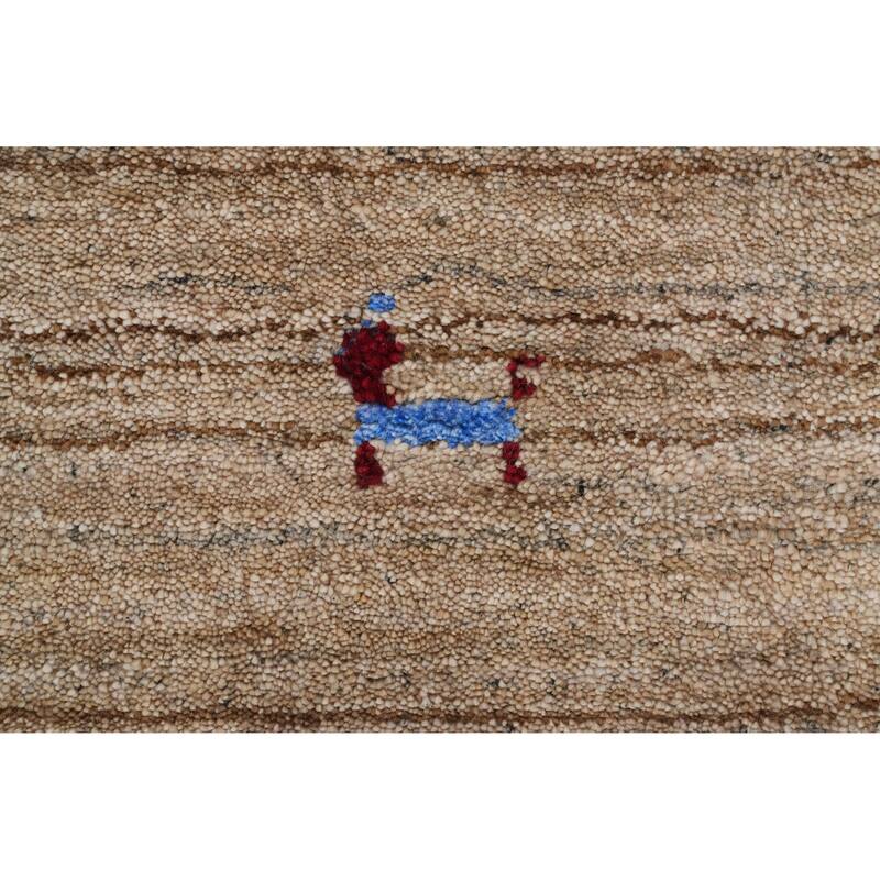 Hand Knotted Oriental 100% Wool Carpet Tribal Animal Pictorial Brown Gabbeh Area Rug - 8' 11'' X 8' 11''