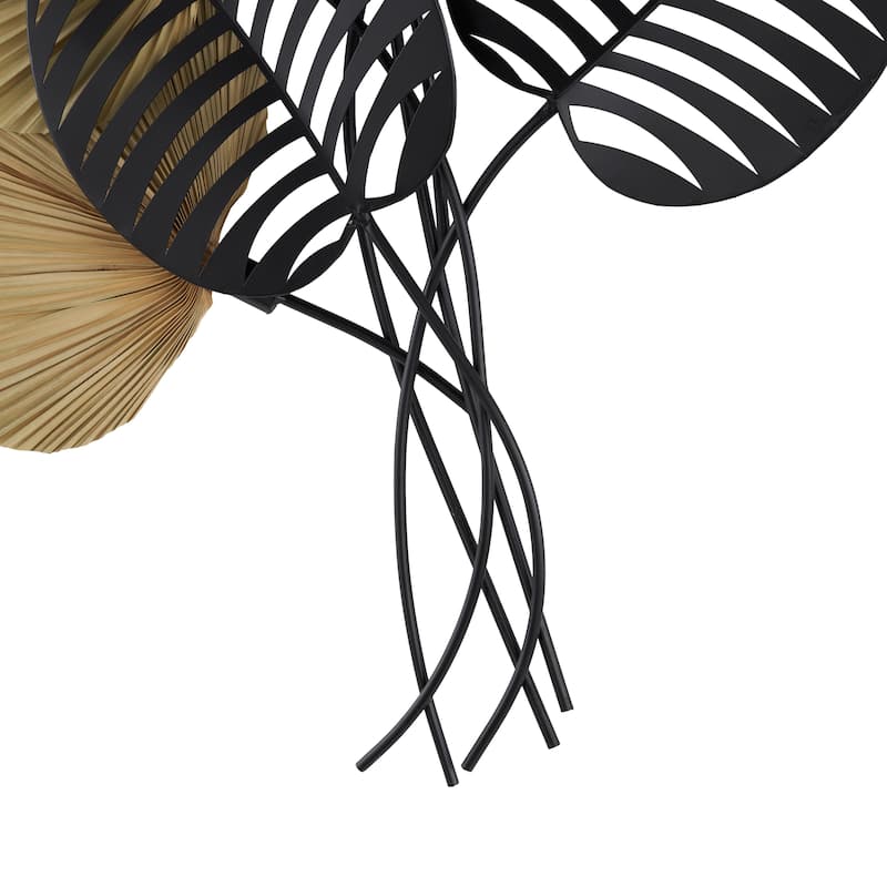 Metal Leaf Layered Home Wall Decor with Palm Leave Accents - Brown - Roche River Decor