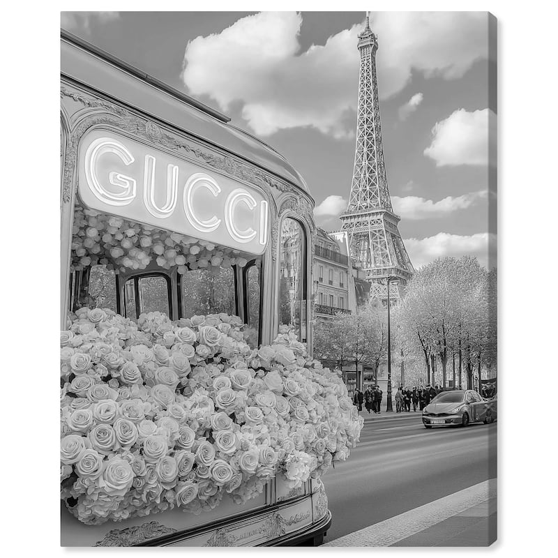 Dreamy Fashion Bus Noir Canvas by Art Remedy, Gallery Wrapped - 20" x 24"
