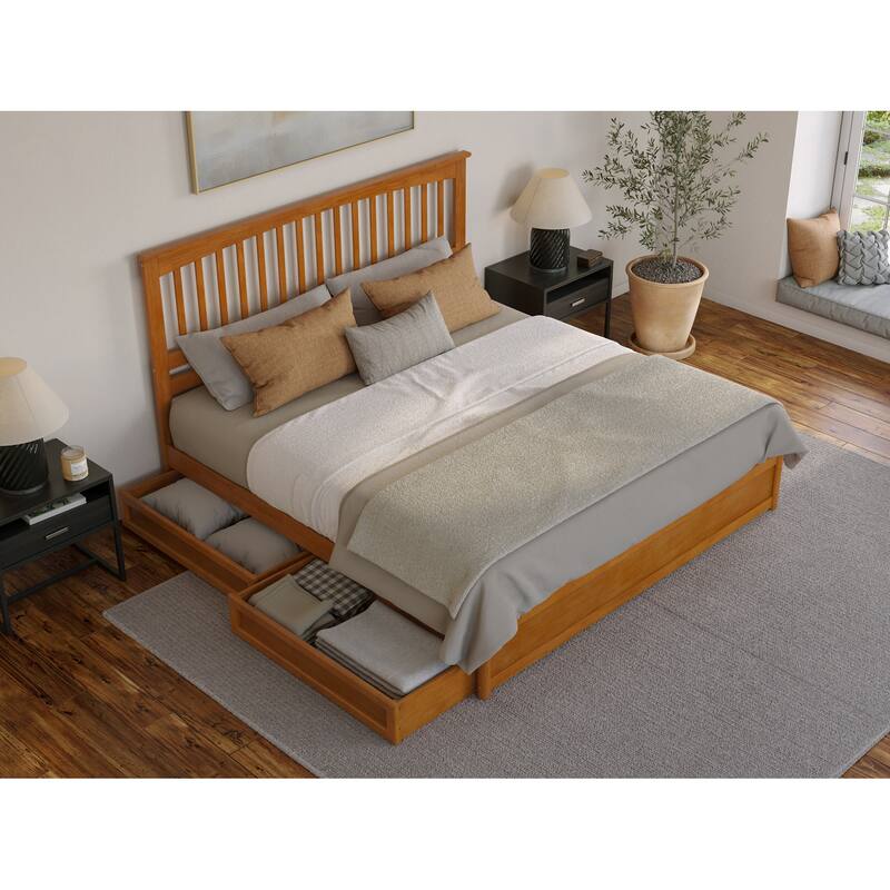 Everett Platform Bed with Panel Footboard and Storage Drawers