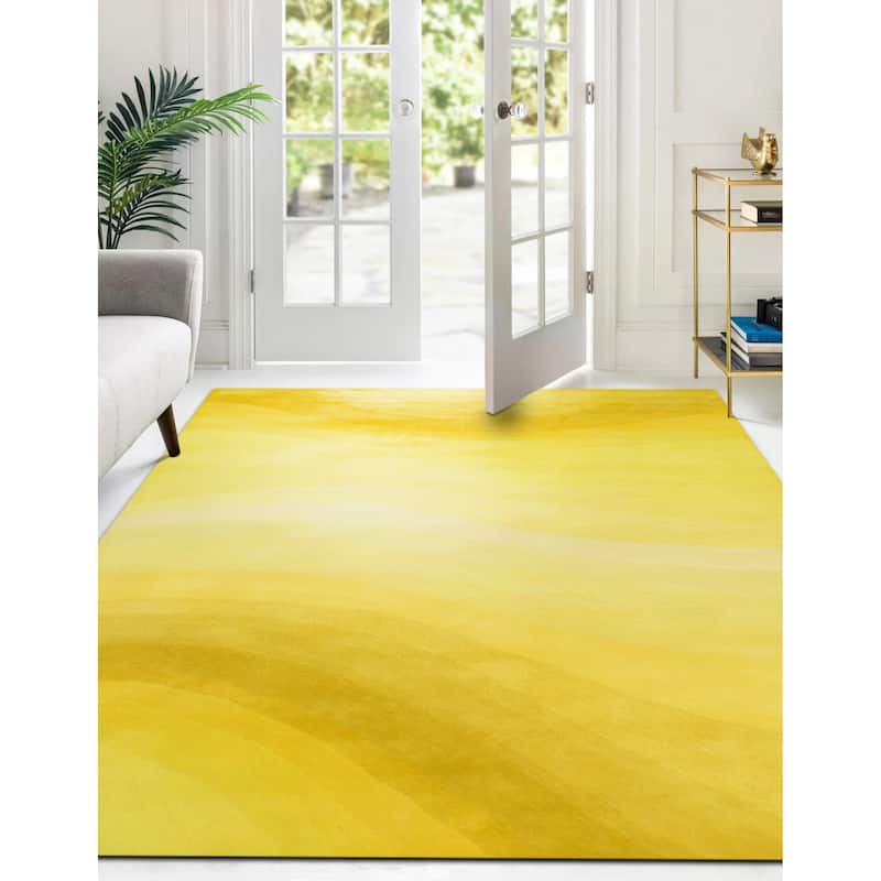Home Decor EORC Hand-Tufted Wool Desertland Rug, Yellow Vibrant & Stylish Area Rug for Adding Warmth and Contemporary Charm - 4' x 6' - Yellow