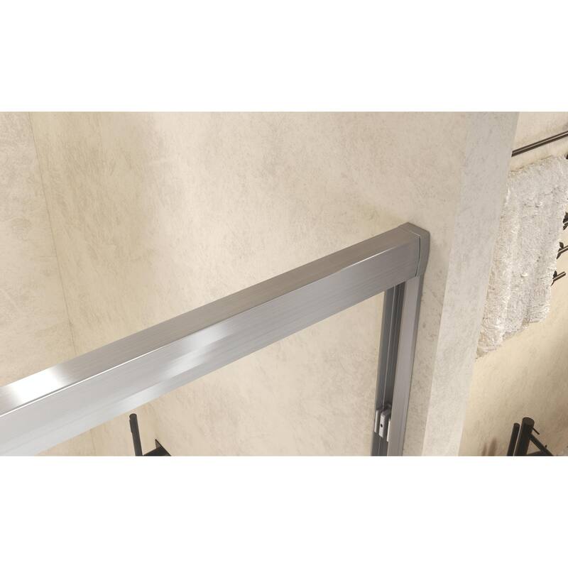 Aluminum Frame Double Sliding Shower Door, 1/4" Tempered Glass with Explosion-Proof Film & Stainless Steel Handle