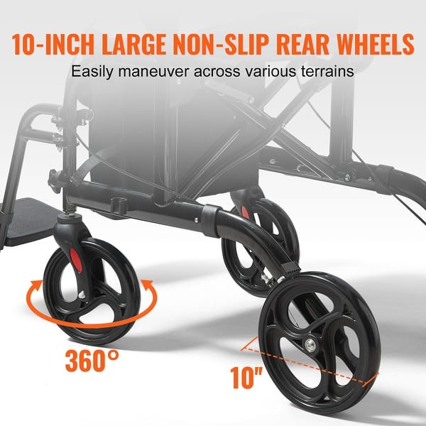 2 in 1 Rollator Walker & Transport Chair for Seniors