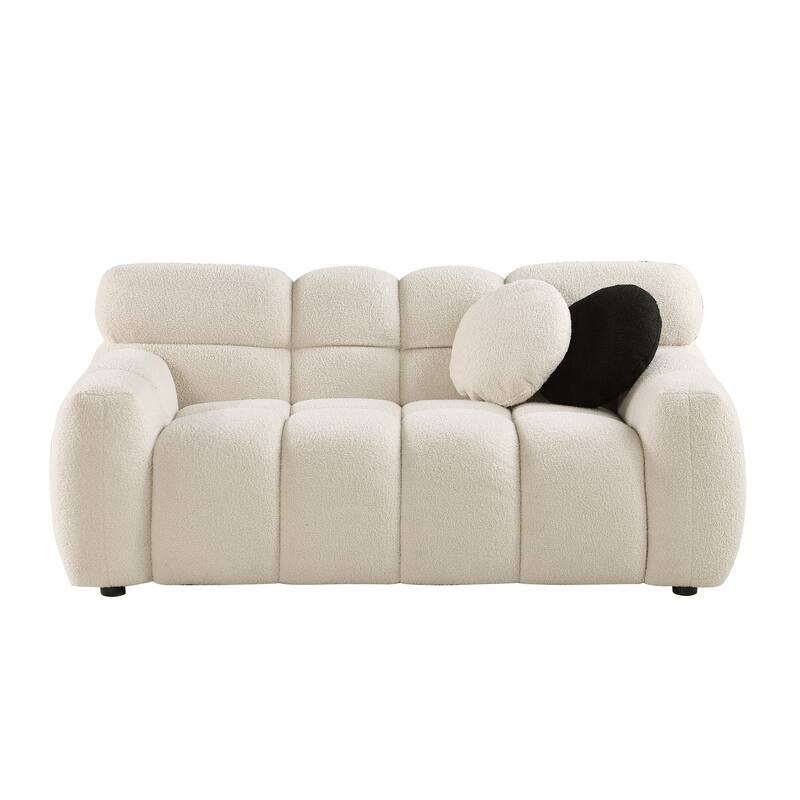 Wayna Modern Square Sofa, Sherpa Thick Cushion Double Sofa