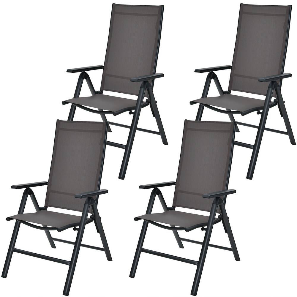 Costway 4PCS Patio Folding Dining Chairs Aluminium Adjustable Back - See details