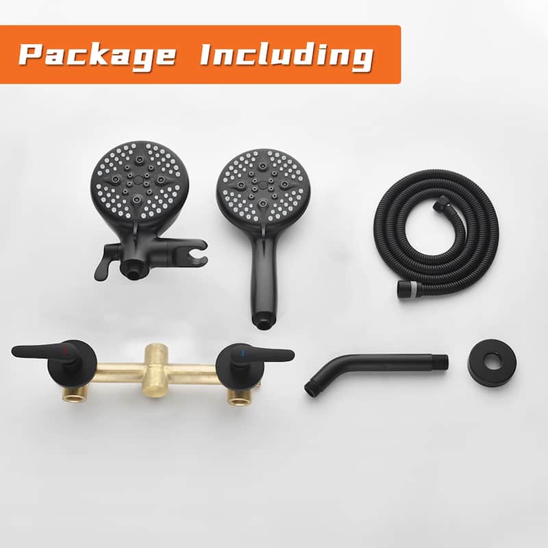 Wall Mount Shower Faucet with Handheld Shower Brass 5-Setting Spray Dual Head Shower System with Rough-in Valve