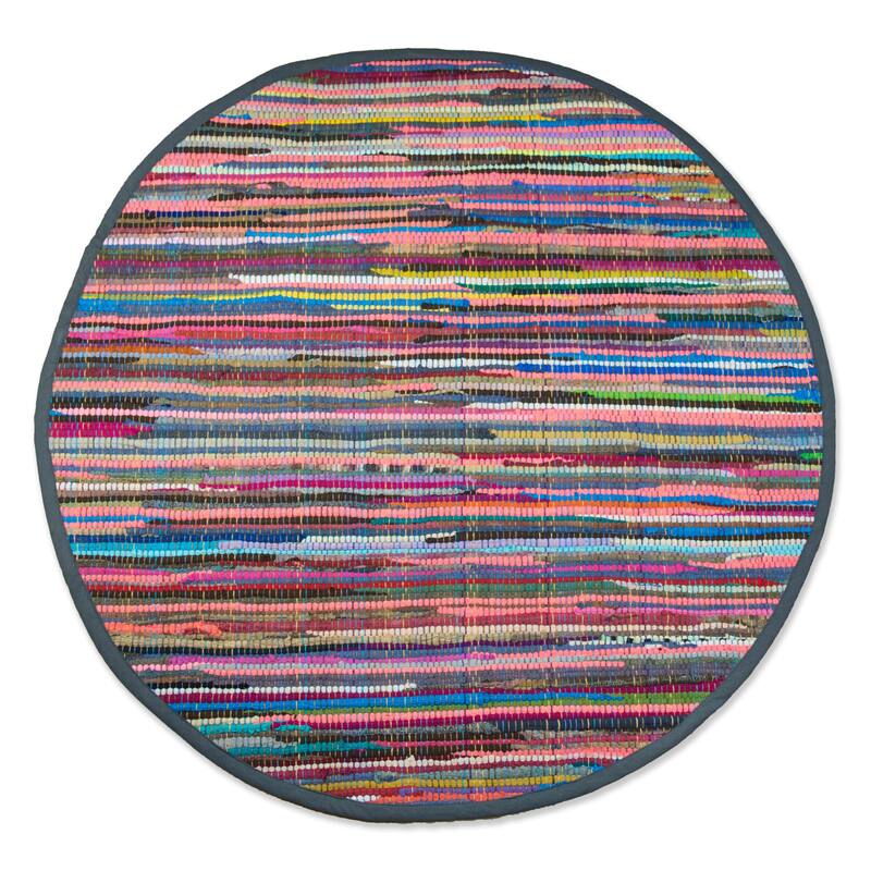 DII Recycled Fabric Striped Handmade Rag Rug - 3' x 3' - Multi-color