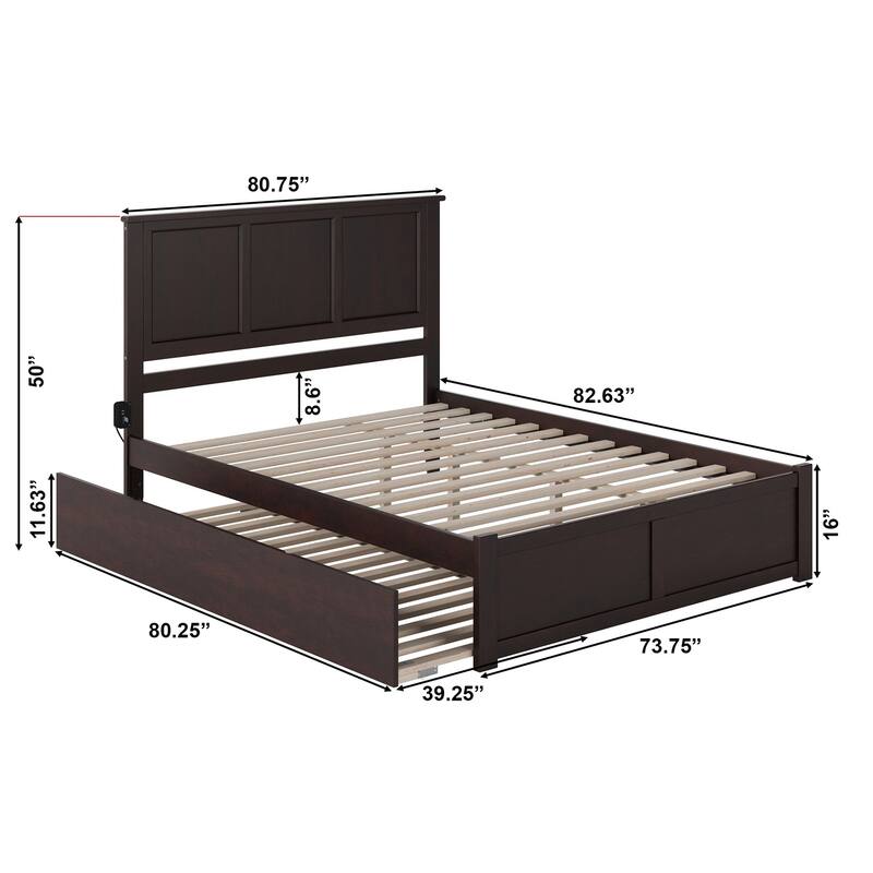 AFI Madison King Platform Bed with Footboard and Twin XL Trundle