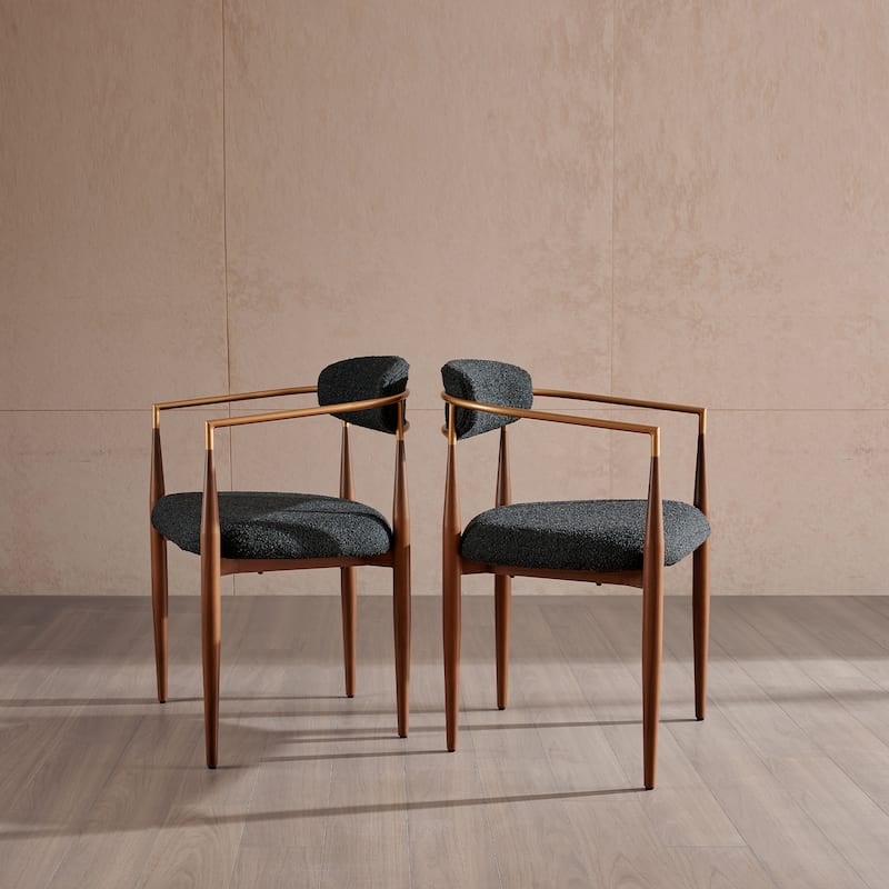 Morden Fort Modern Boucle Dining Chairs Armchair Set of 2