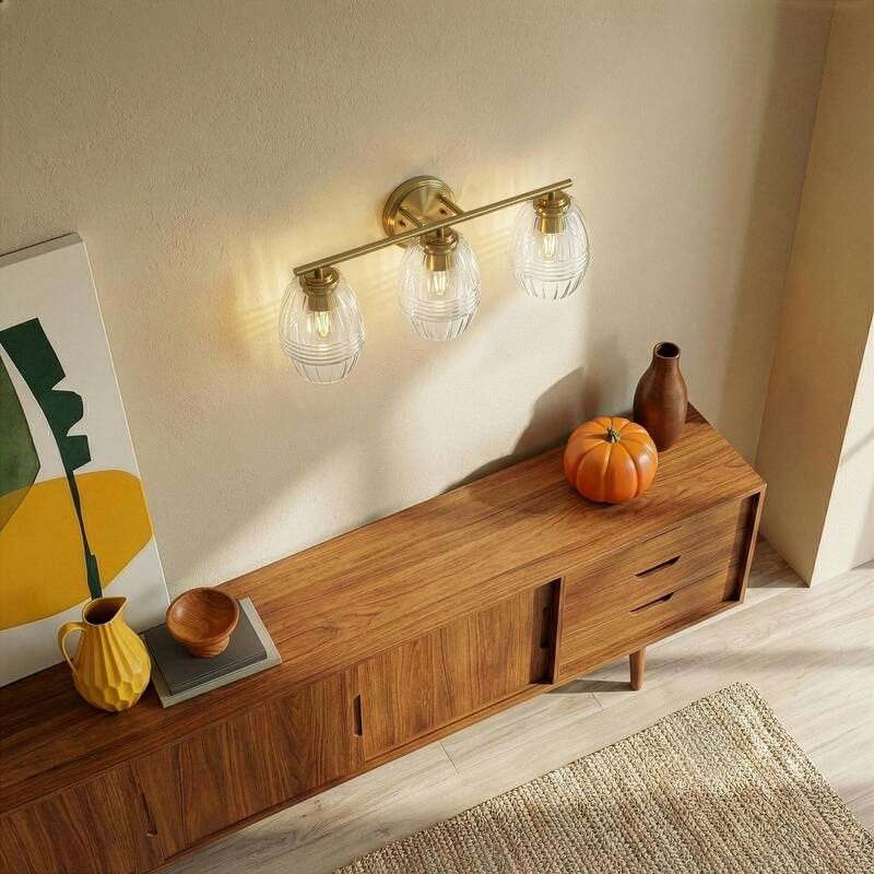 Lunix Three-Light Bathroom Vanity Fixture with Clear Glass Shades