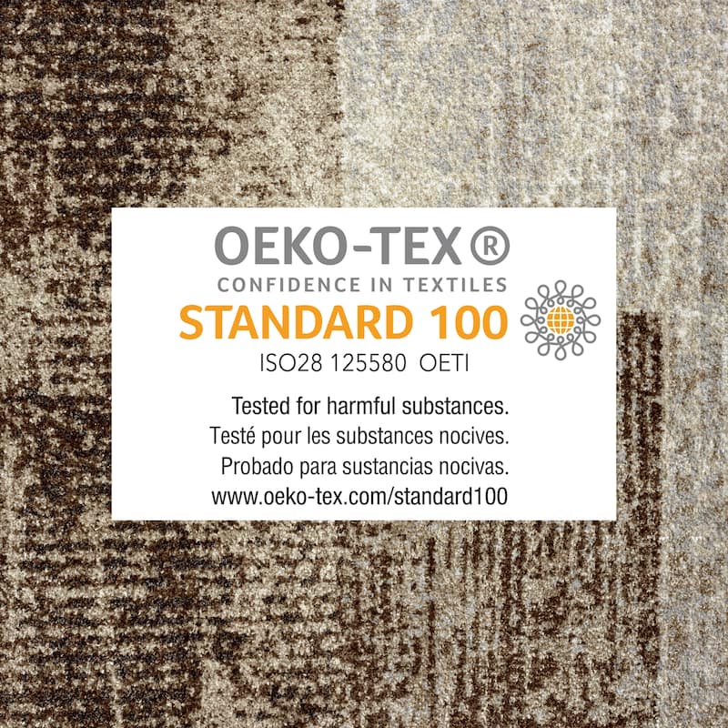 Everwash Treasure Creed Modern Geometric Machine Washable Area Rug, Brown/Beige