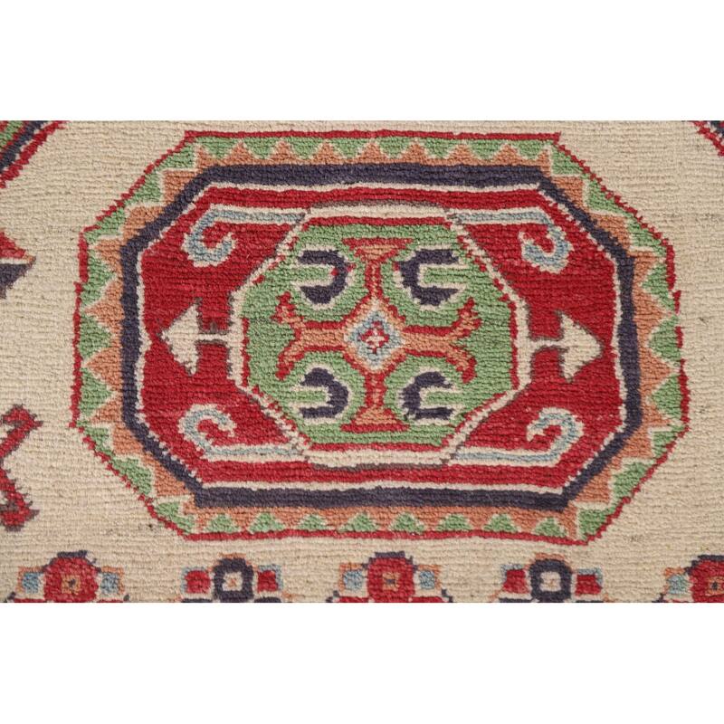 Hand Knotted Oriental 100% Wool Carpet Traditional Geometric Red Kazak Area Rug - 9' 7'' X 6' 4''