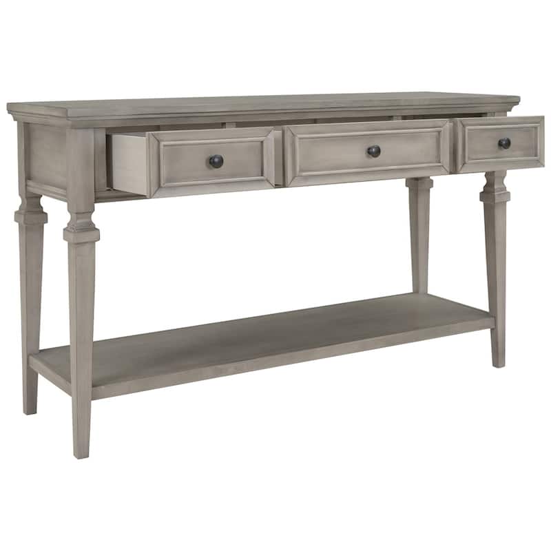 Merax Retro Style Console Table with Three Top Drawers and Bottom Shelf