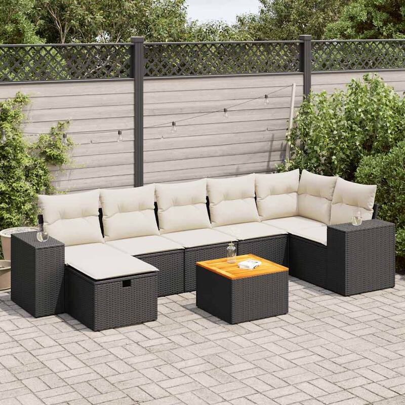 8-Piece Patio Sofa Set with Cushions - Black and cream - form3 - 21.7 x 21.7 x 14.6 in