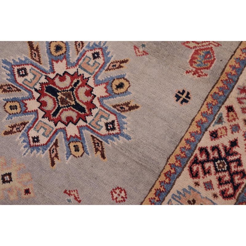 Tribal Kazak Mollie Gray/Beige Wool Runner - 2'11'' x 16'10''