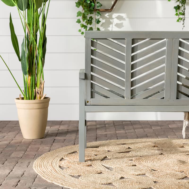 Walker Edison Acacia Wood Outdoor Chevron Love Seat