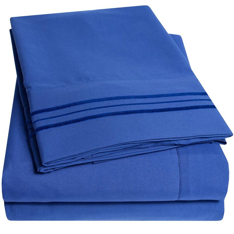 Deep Pocket Soft Microfiber 4-piece Solid Color Bed Sheet Set - Queen - Royal Blue