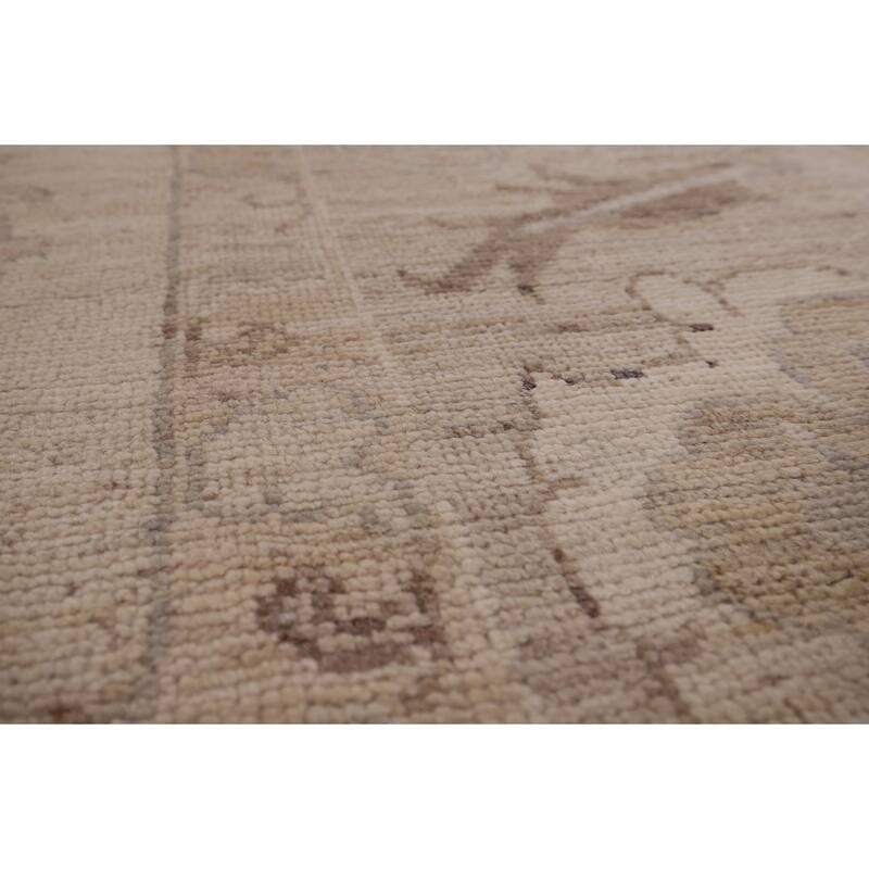 Vegetable Dye Beige Oushak Oriental Area Rug Hand-Knotted Wool Carpet - 9'0" x 12'5"