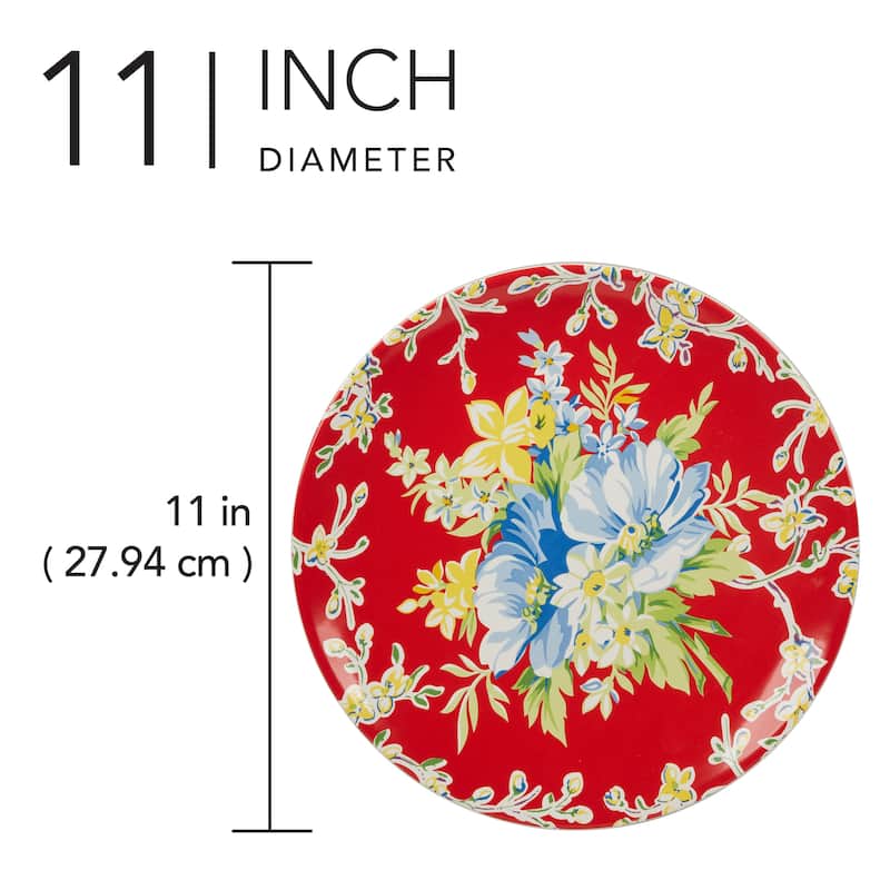 Certified International Blossom Set of 4 Dinner Plates - 11" Diam x 1"