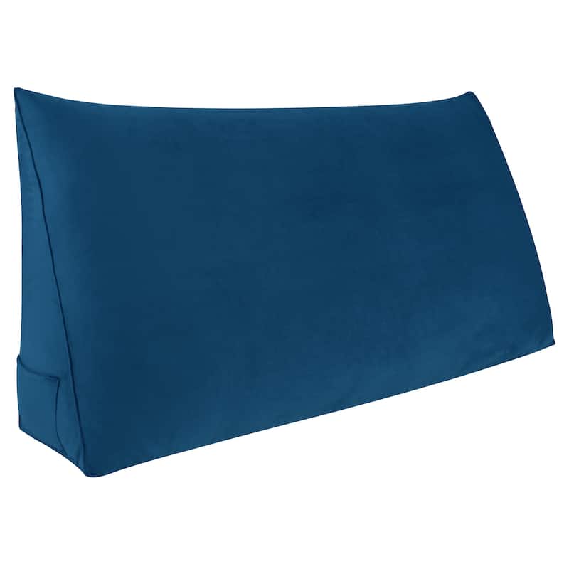 WOWMAX Bed Rest Wedge Reading Pillow Large Headboard Back Cushion - Full - Blue
