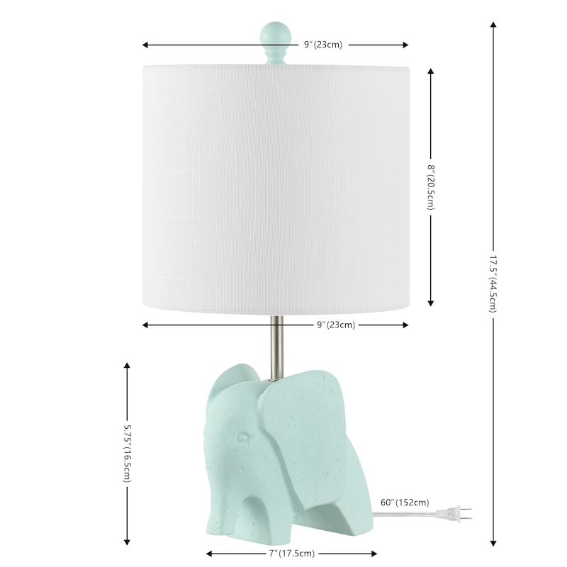 Harlow 17.5" Eclectic Southwestern Resin/Iron Elephant LED Kids Table Lamp, by JONATHAN Y