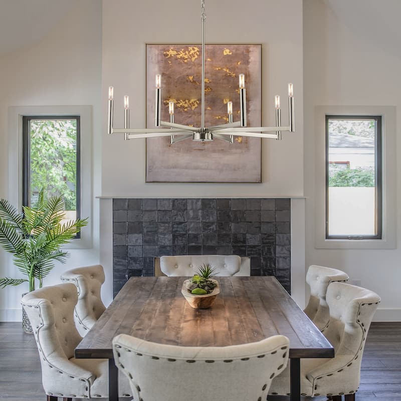 8-Light Classic Candle Chandelier Kitchen island Hanging Pendant for dining room