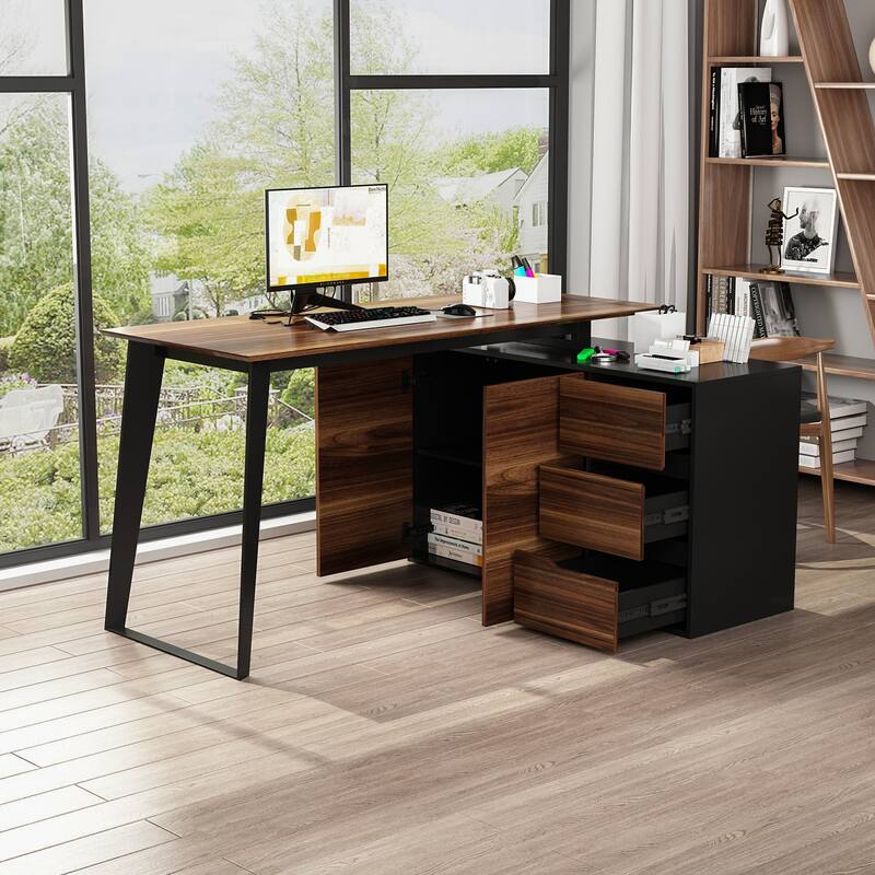 Timechee Home Office Computer Desk L-Shaped Corner Desk 54.3" Writing
