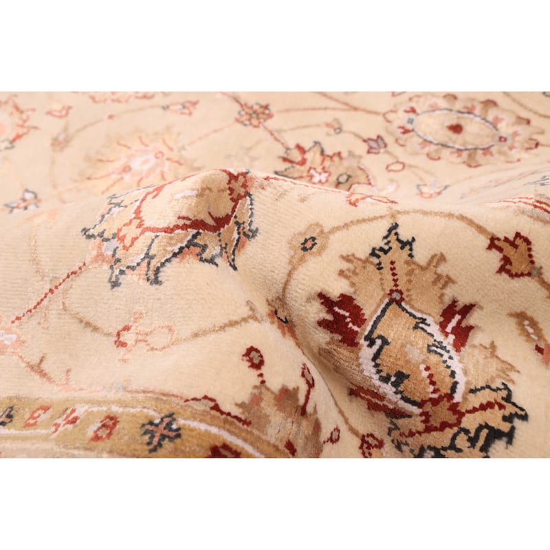 ECARPETGALLERY Hand-knotted Mirzapur Beige Silk, Wool Rug - 5'3 x 7'8
