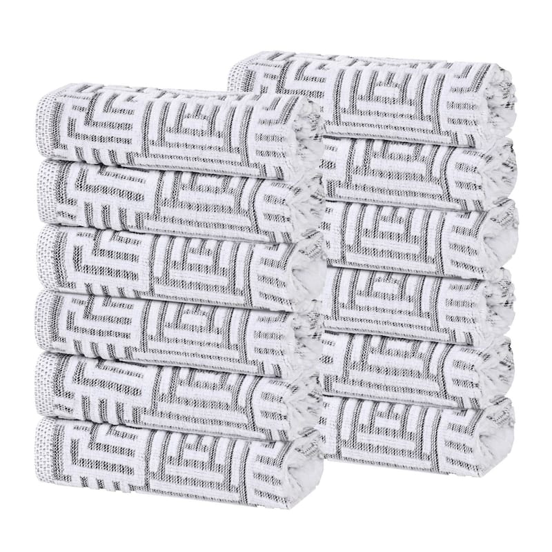Superior Jasper Cotton Modern Jacquard Face Towel Washcloth Set of 12