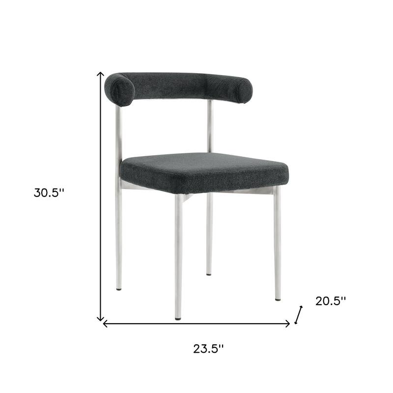 HomeRoots Set of Two Gray And Silver Upholstered Polyester Open Back Dining Side Chairs