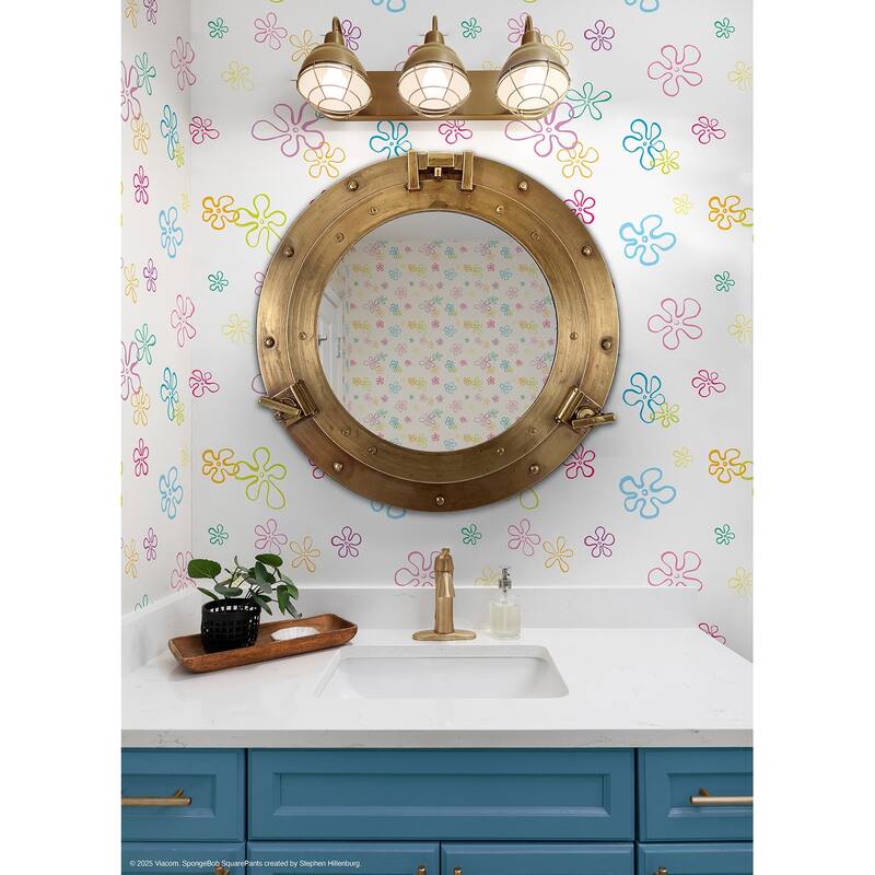 RoomMates SpongeBob SquarePants Floral White Peel and Stick Wallpaper - N/A