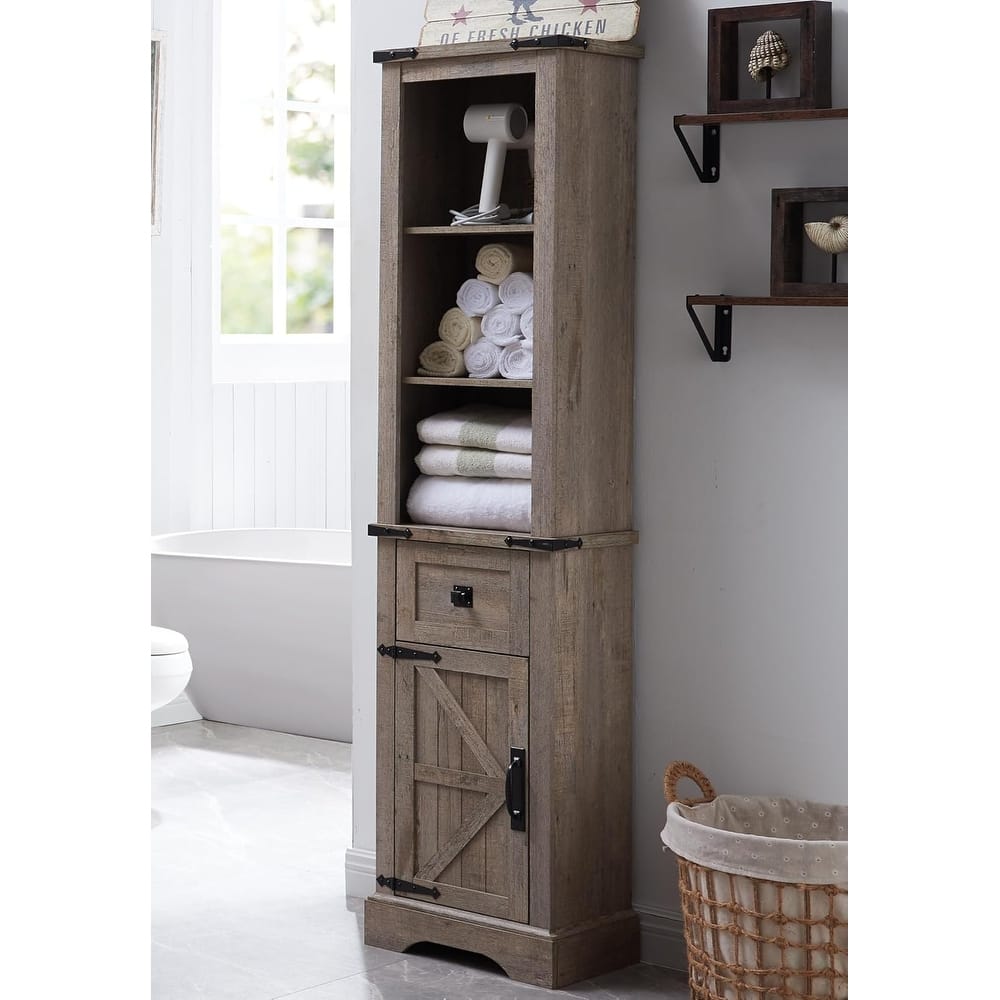 Farmhouse Slim Bathroom Storage Cabinet, 68" Tall Storage Cabinet