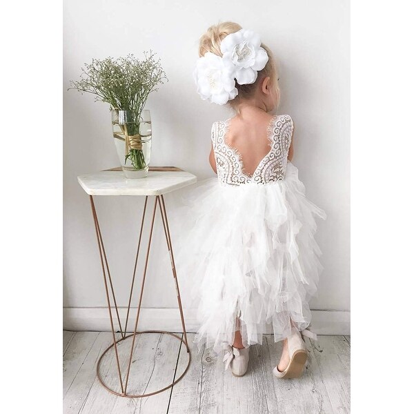 lace back flower girl dress