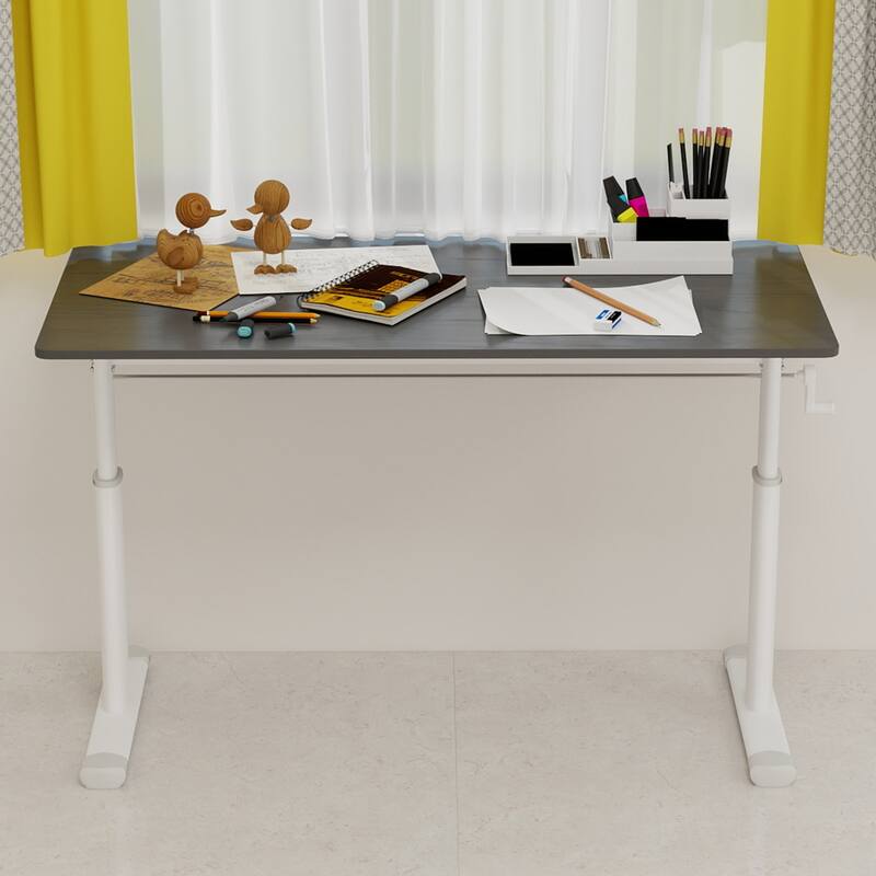 GDFStudio - 47"W Manual Height Adjustable Ergonomic Computer Desk