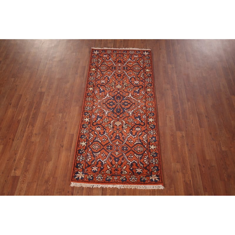 All-Over Orange Kazak Oriental Accent Rug Handmade Wool Carpet - 2'8"x 6'0"