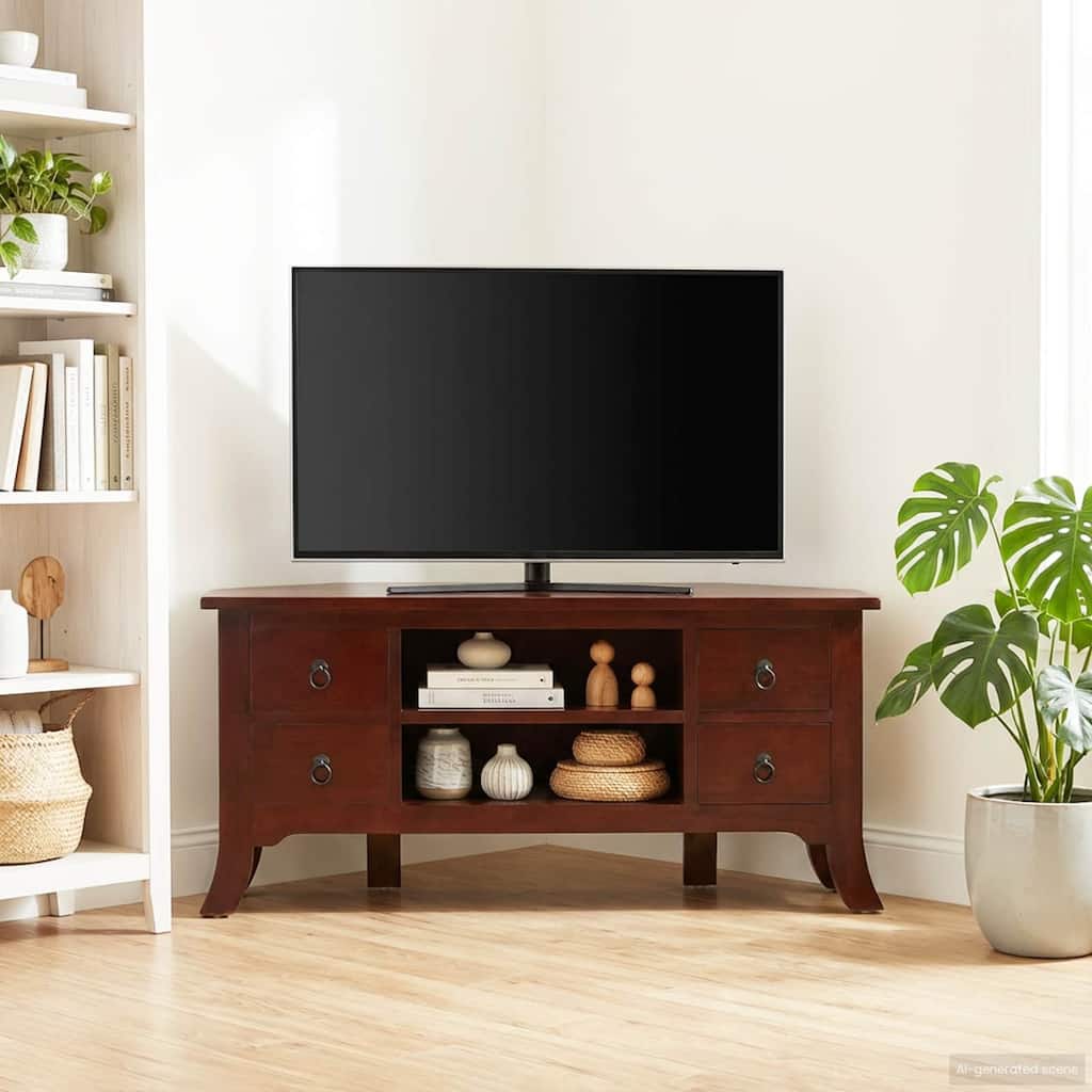 vidaXL TV Cabinet Brown 39.37 x 15.94 x 18.11 in Solid Mahogany Wood - 39.37 x 15.94 x 18.11 in