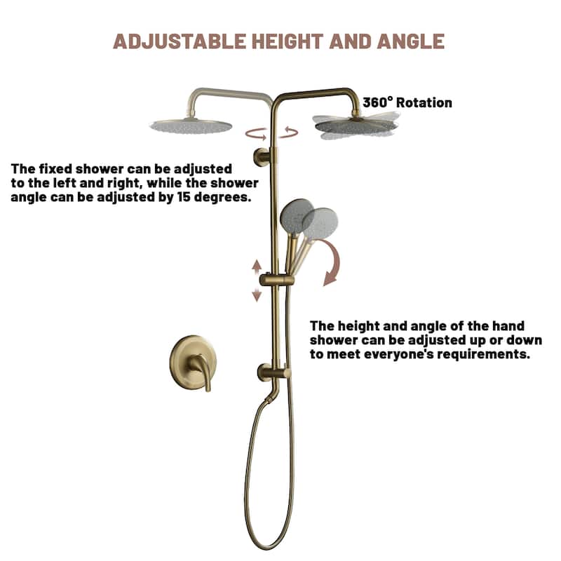 Dual Function Wall Mount Integrated Shower System with Control Valve Shower