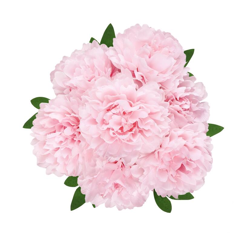 Set of 2 Light Pink Artificial Lush Hybrid Peony Flower Stem Bush Bouquet 17in - 17" L x 10" W x 10" DP