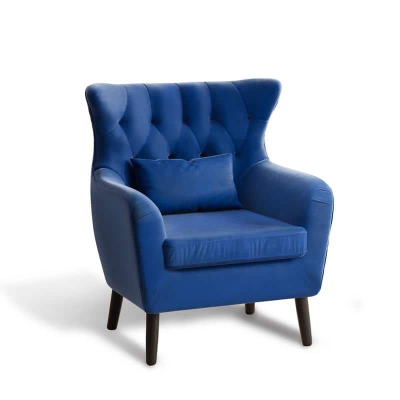 Tuft Velvet Living Room Thick Cushion Accent Chair (Set of 2)