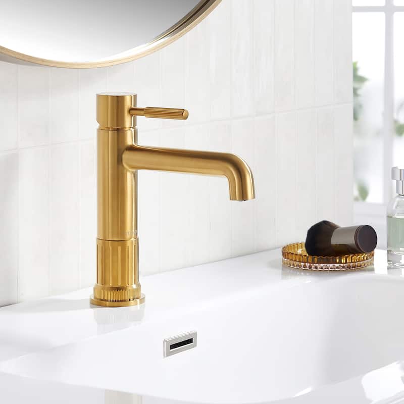 Mexico Single High-Handle Lever Vessel Bathroom Faucet - Brushed Gold
