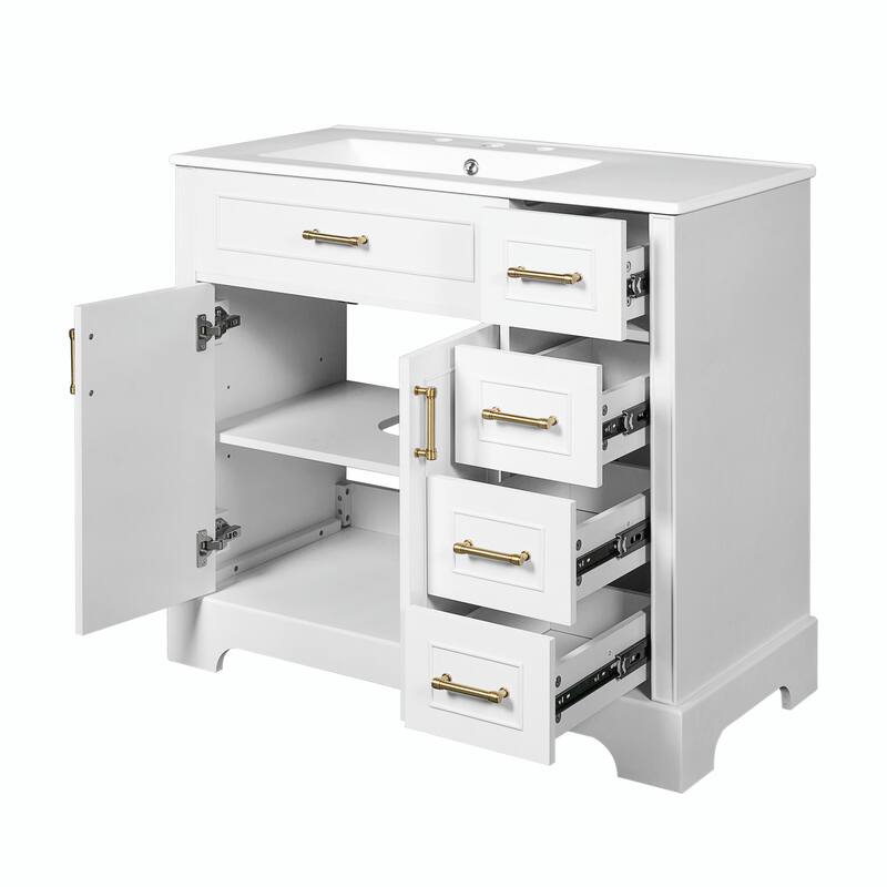 36" Luxury Elegant Bathroom Vanity with Ceramic Sink