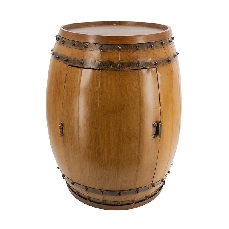 Drum Accent Table 22.5 Inch Round with Storage Shelf Side Table for Living Room Bedroom Nightstand - Rustic Brown