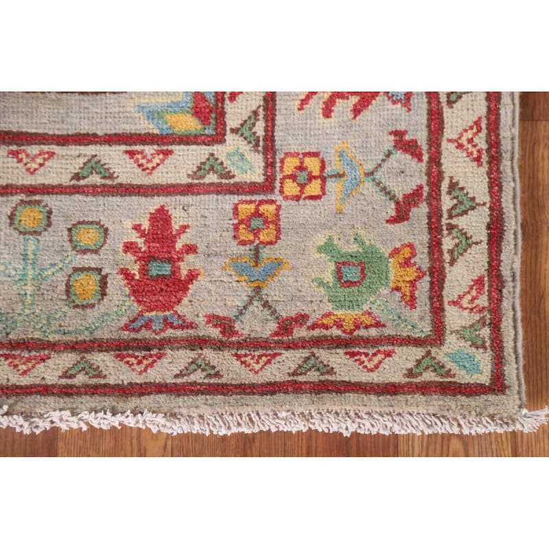 Hand Knotted Oriental 100% Wool Carpet Traditional Geometric Multi-Colored Kazak Runner Rug - 19' 10'' X 2' 6''