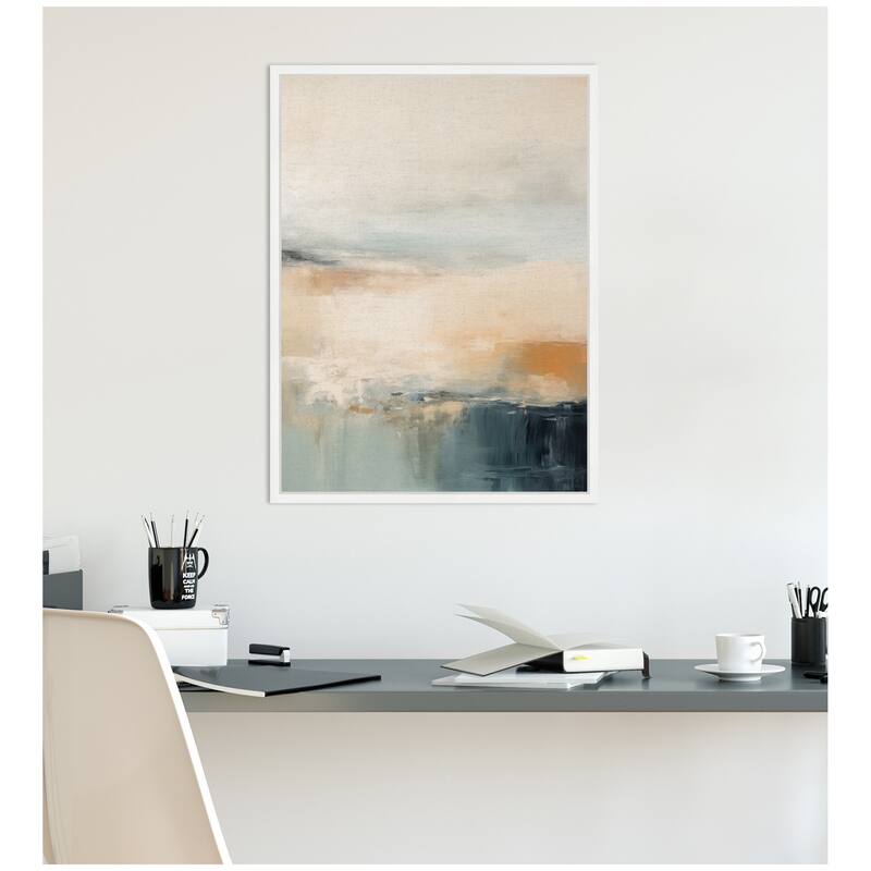 Kate and Laurel Blue Beach Ocean Coastal Abstract 3 by The Creative Bunch Studio Framed Canvas Wall Art Print