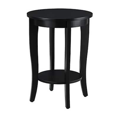 Round End Table with Classic Design, Smooth Wood Finish and Lower Shelf for Living Room Storage, Display or Bedroom Accent