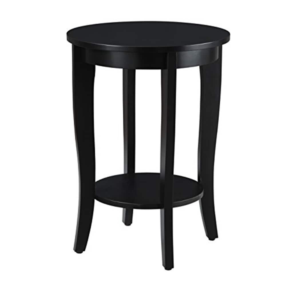 Round End Table with Classic Design, Smooth Wood Finish and Lower Shelf for Living Room Storage, Display or Bedroom Accent
